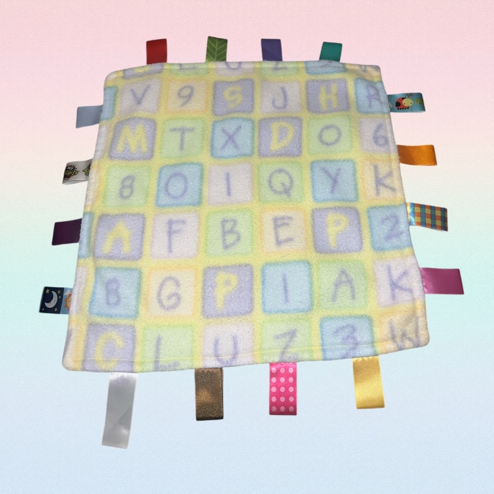 HTF TAGGIES LETTERS NUMBERS FLEECE BABY LOVEY SECURITY BLANKET PLUSH